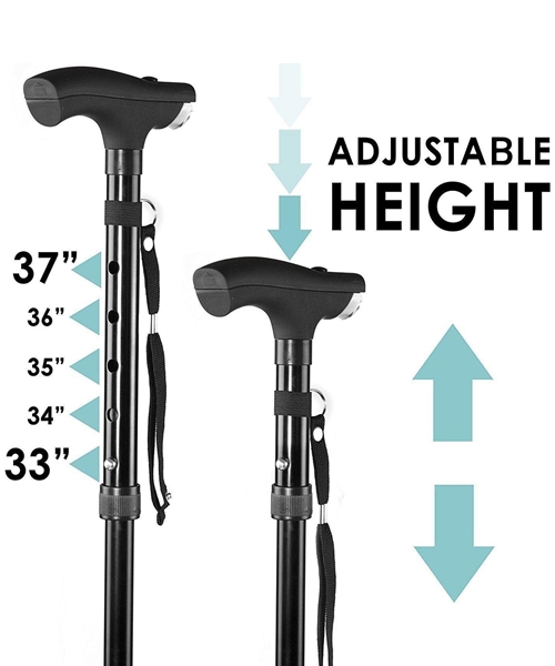 Sklopivi štap za hodanje sa LED svetlom podesiva visina 33