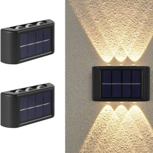 Solarne lampe za ogradu, zidove i fasade – Dvostrano svetlo - Sa 6 svetiljki ( gore - dole )