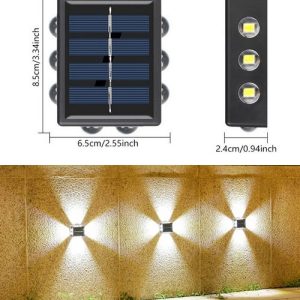 Solarne lampe za ogradu, zidove i fasade – Dvostrano svetlo - Sa 10 svetiljki ( sve 4 strane )