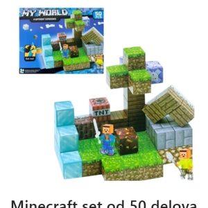 Minecraft Kocke Magnetne Kockice Za Decu - 50 delova sa 2 figurice
